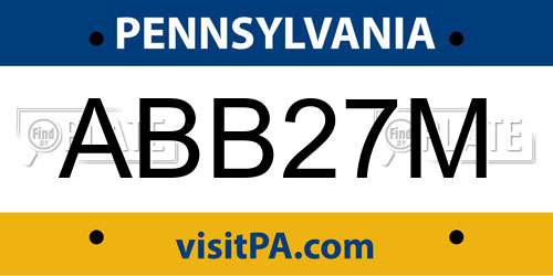 ABB27M Pennsylvania License Plate