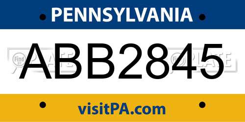 ABB2845 Pennsylvania License Plate