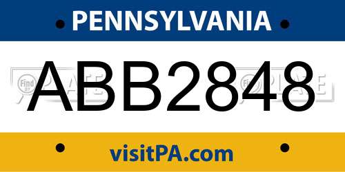 ABB2848 Pennsylvania License Plate
