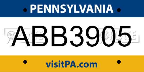 ABB3905 Pennsylvania License Plate