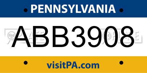 ABB3908 Pennsylvania License Plate