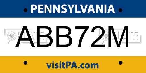 ABB72M Pennsylvania License Plate