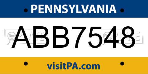 ABB7548 Pennsylvania License Plate