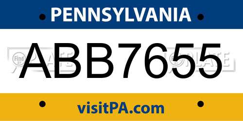 ABB7655 Pennsylvania License Plate