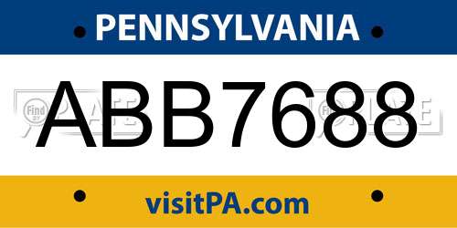 ABB7688 Pennsylvania License Plate