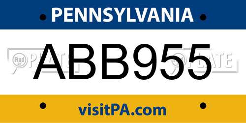 ABB955 Pennsylvania License Plate