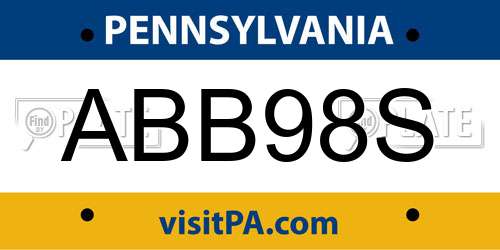 ABB98S Pennsylvania License Plate