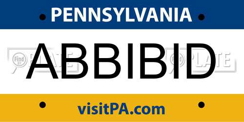 ABBIBID Pennsylvania License Plate