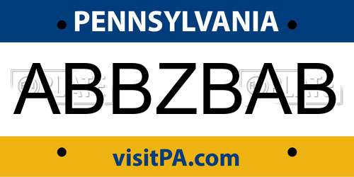 ABBZBAB Pennsylvania License Plate