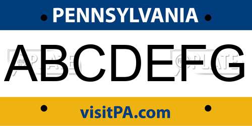 ABCDEFG Pennsylvania License Plate