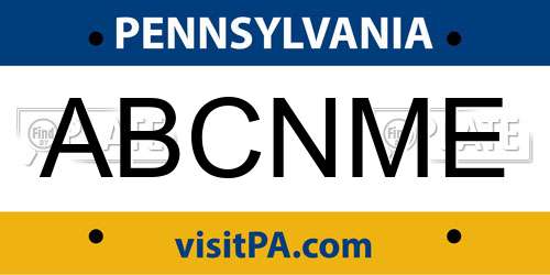 ABCNME Pennsylvania License Plate