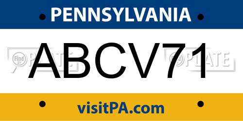 ABCV71 Pennsylvania License Plate