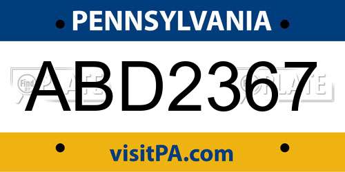 ABD2367 Pennsylvania License Plate