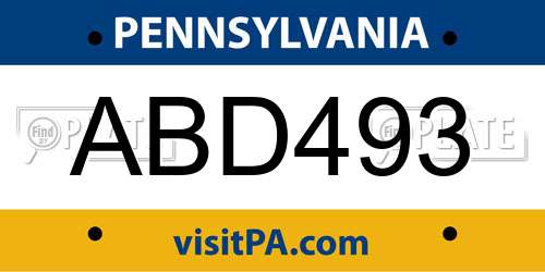 ABD493 Pennsylvania License Plate