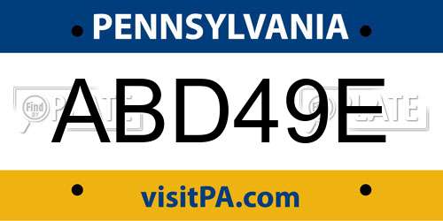 ABD49E Pennsylvania License Plate