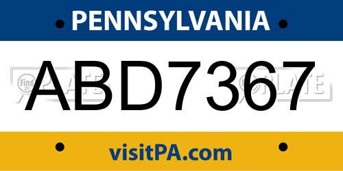 ABD7367 Pennsylvania License Plate