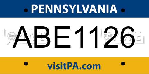 ABE1126 Pennsylvania License Plate