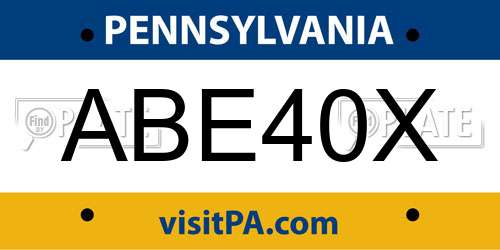 ABE40X Pennsylvania License Plate