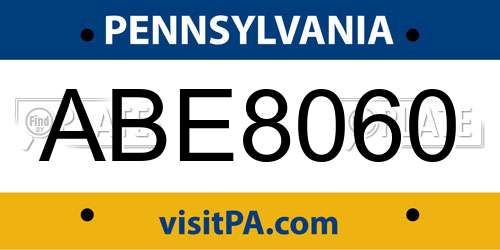 ABE8060 Pennsylvania License Plate