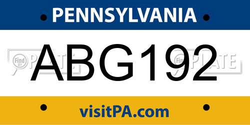 ABG192 Pennsylvania License Plate