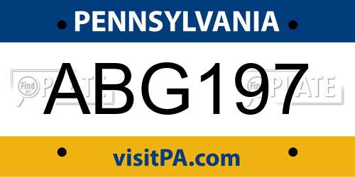 ABG197 Pennsylvania License Plate