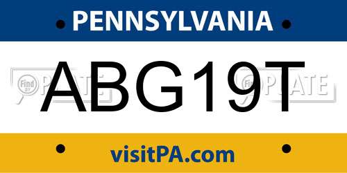 ABG19T Pennsylvania License Plate