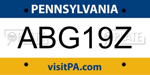 ABG19Z Pennsylvania License Plate