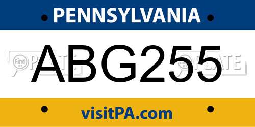 ABG255 Pennsylvania License Plate