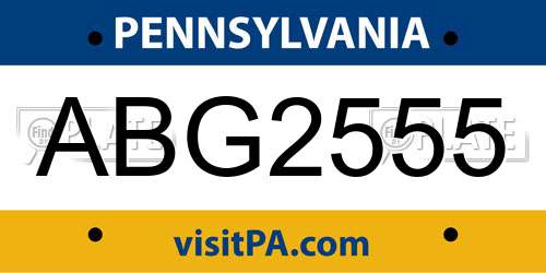 ABG2555 Pennsylvania License Plate