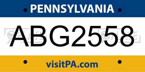 ABG2558 Pennsylvania License Plate