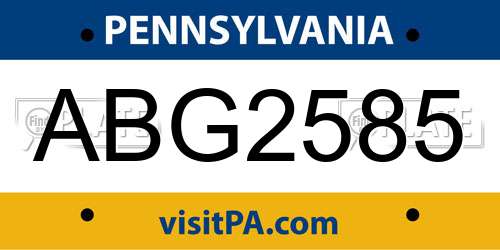 ABG2585 Pennsylvania License Plate
