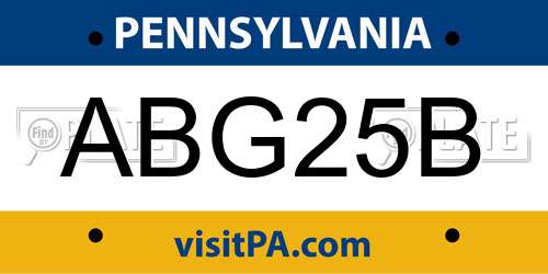 ABG25B Pennsylvania License Plate