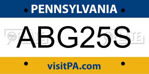 ABG25S Pennsylvania License Plate