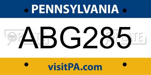 ABG285 Pennsylvania License Plate
