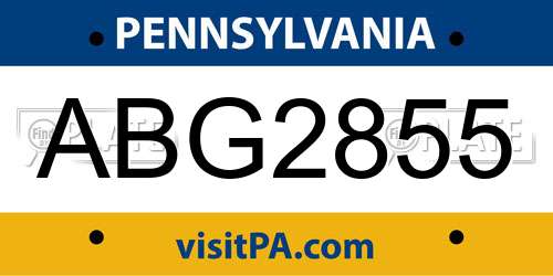 ABG2855 Pennsylvania License Plate