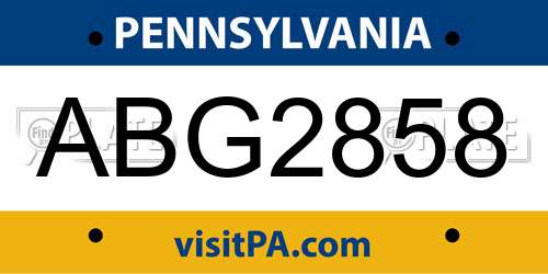ABG2858 Pennsylvania License Plate