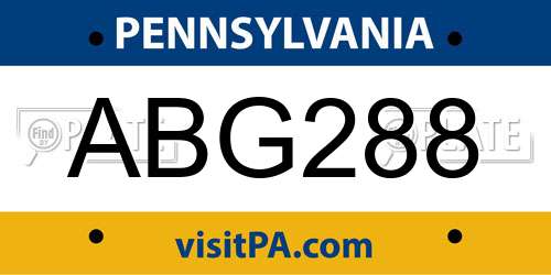 ABG288 Pennsylvania License Plate