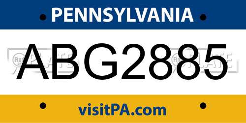 ABG2885 Pennsylvania License Plate