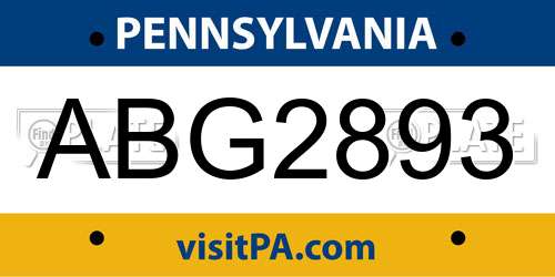 ABG2893 Pennsylvania License Plate