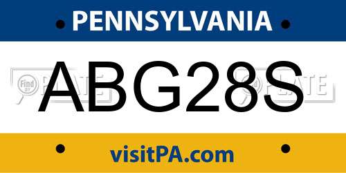ABG28S Pennsylvania License Plate