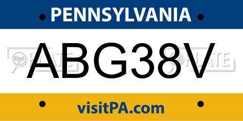 ABG38V Pennsylvania License Plate