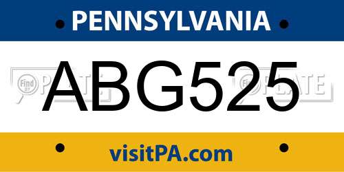 ABG525 Pennsylvania License Plate