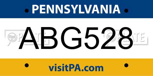 ABG528 Pennsylvania License Plate