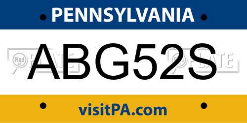 ABG52S Pennsylvania License Plate
