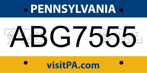 ABG7555 Pennsylvania License Plate