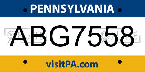 ABG7558 Pennsylvania License Plate