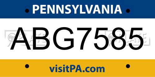 ABG7585 Pennsylvania License Plate