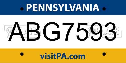 ABG7593 Pennsylvania License Plate