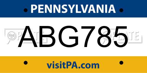 ABG785 Pennsylvania License Plate