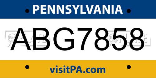 ABG7858 Pennsylvania License Plate